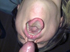 Cum on Lara's mouth