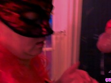 Cumslut milks strangers cock at the gloryhole